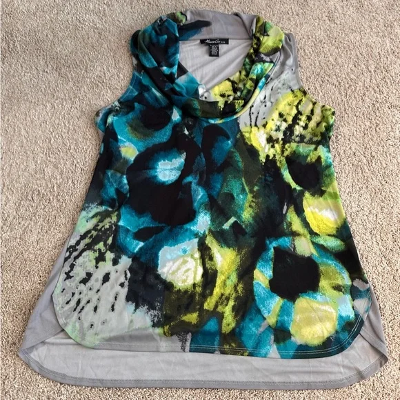 Kenneth Cole New York Abstract Sleeveless Cowl Neck Top. Size XL - Picture 2 of 9